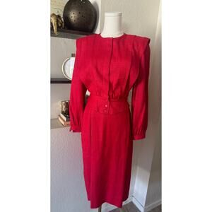 Lillie Rubin Vibrant Red Vintage Women’s Silk Dress With Pockets Size 4